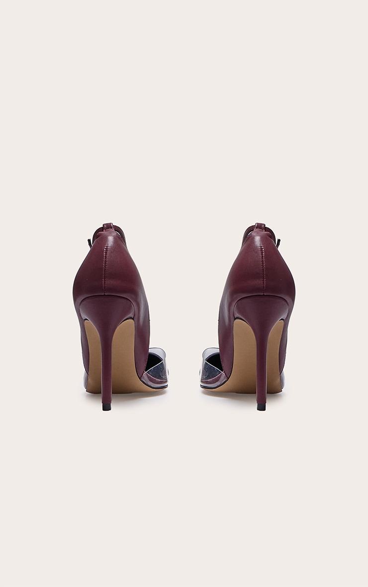 Burgundy Pu Point Toe Perspex High Heel Courts Product Image