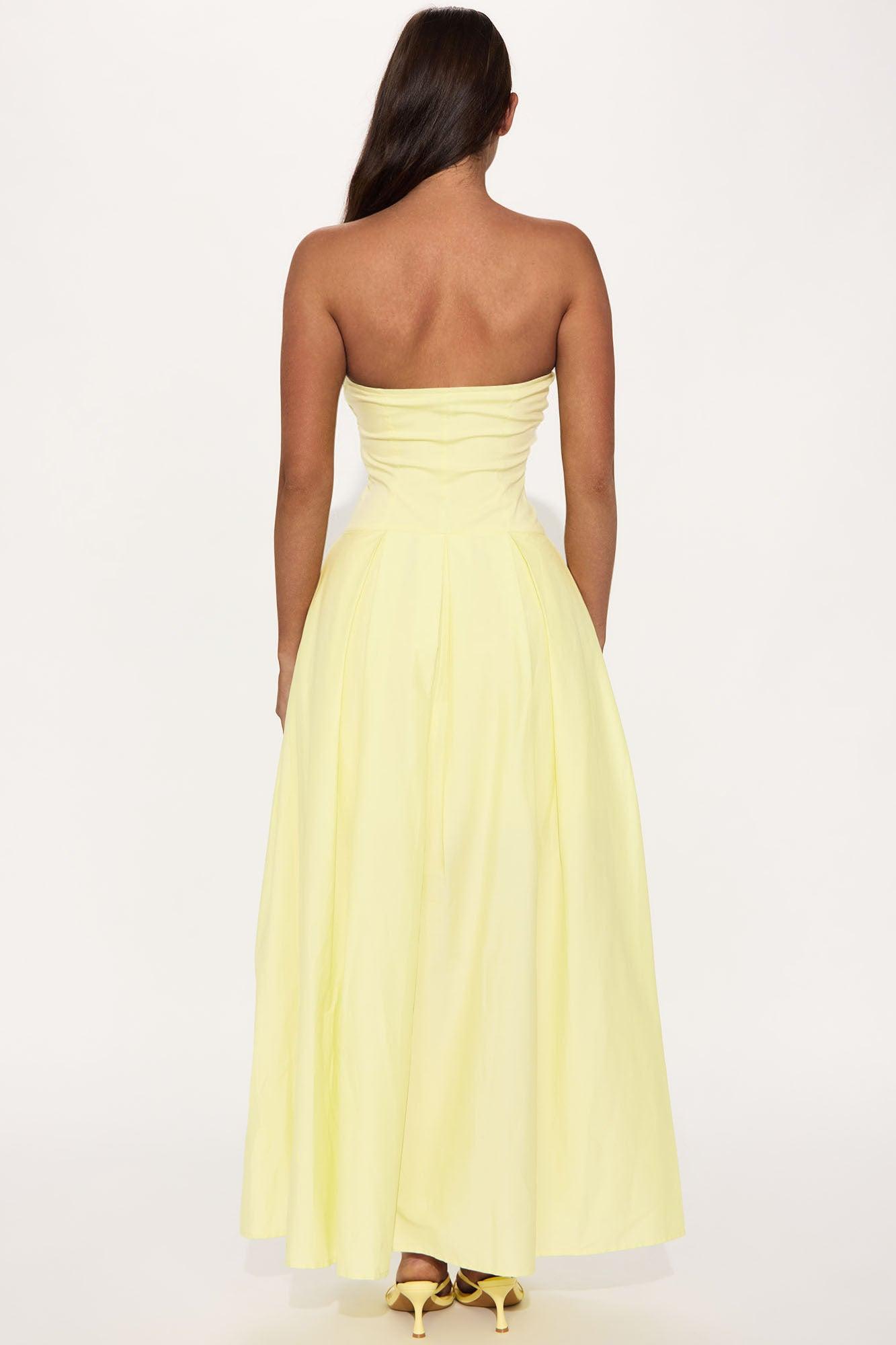 Miranda Poplin Maxi Dress - Yellow Product Image