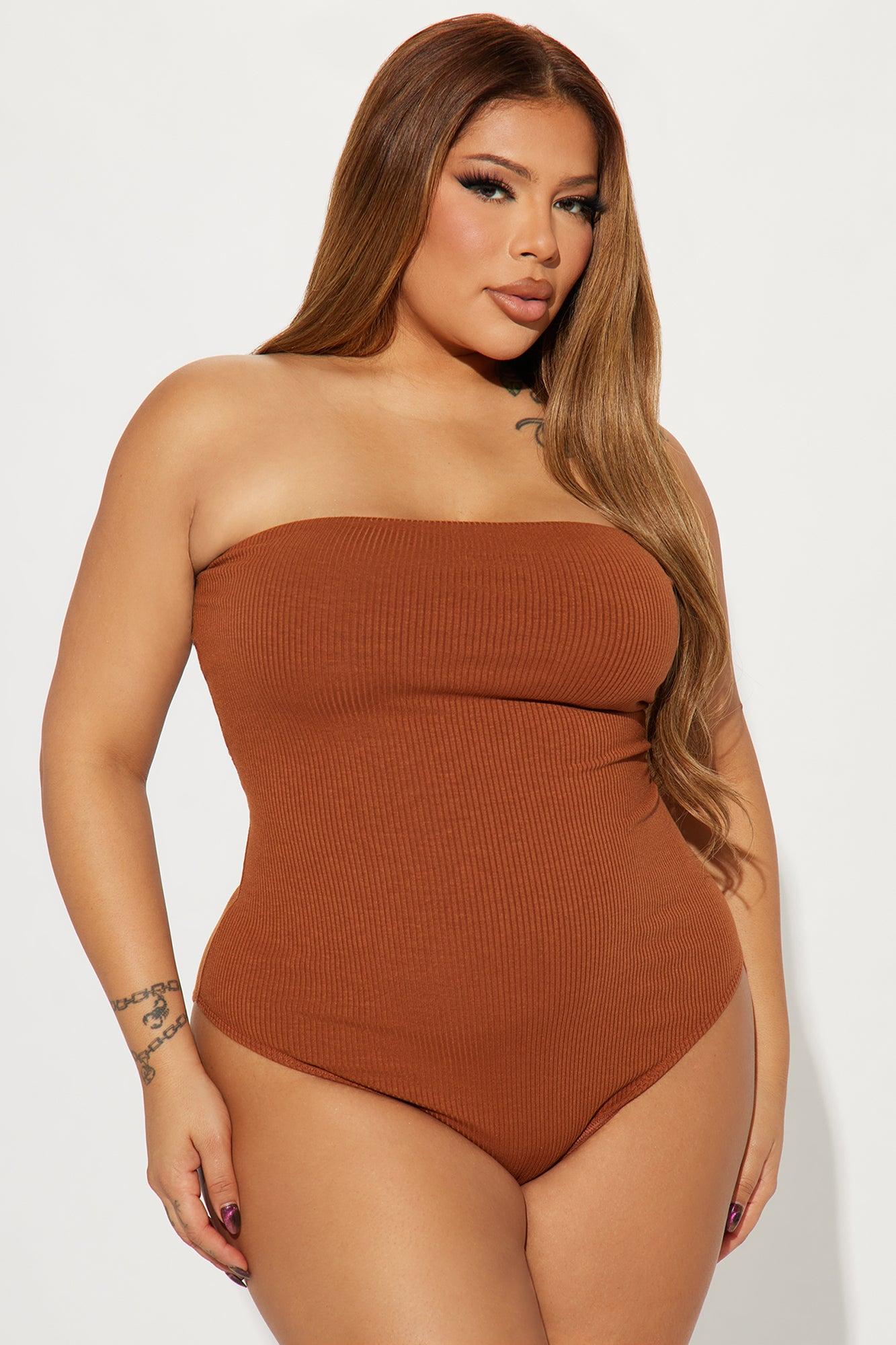 Demi Double Lined Tube Bodysuit - Mocha Product Image