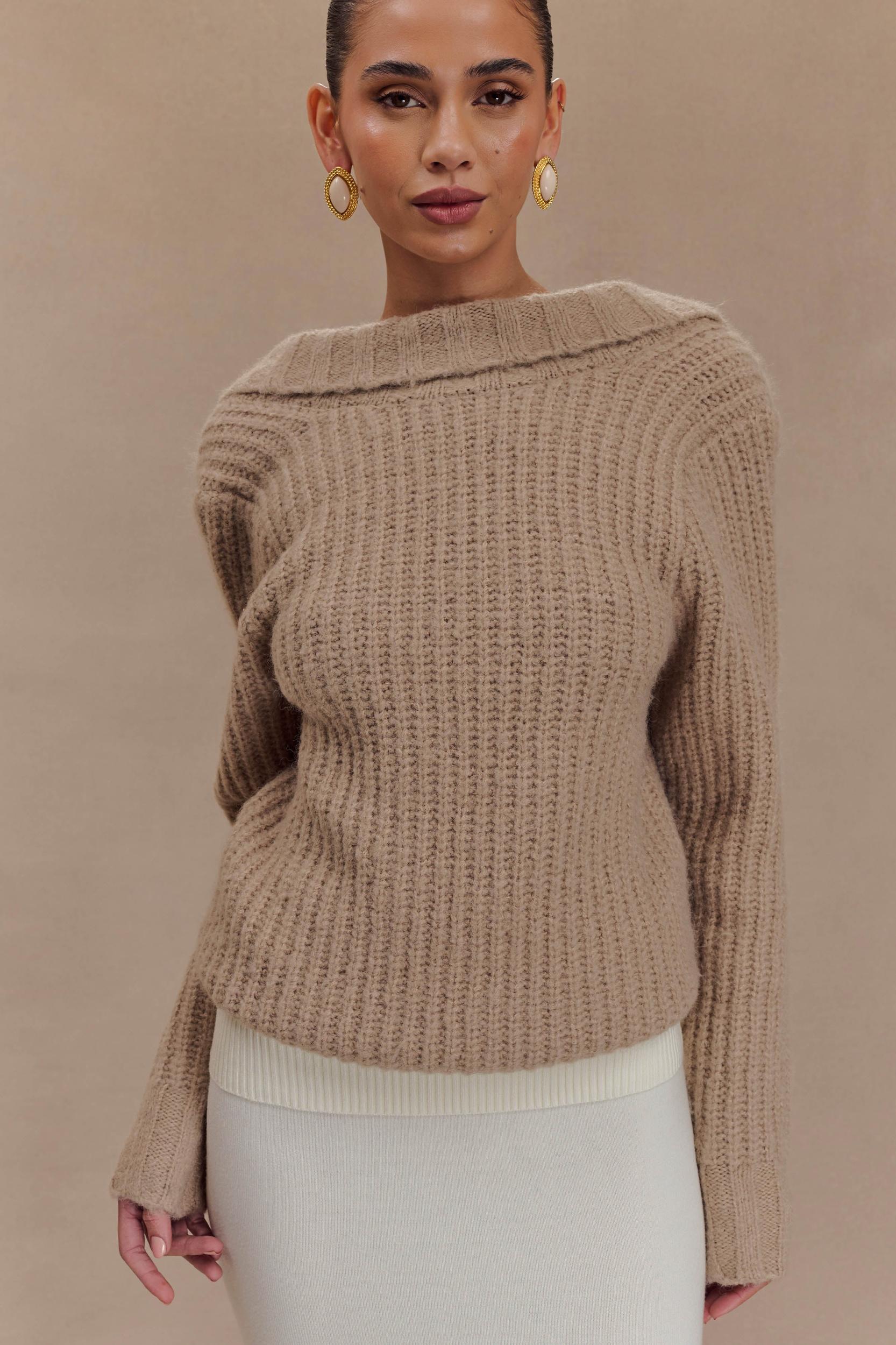 Candice Oversized Low Back Knit Jumper - Stone Marle Product Image