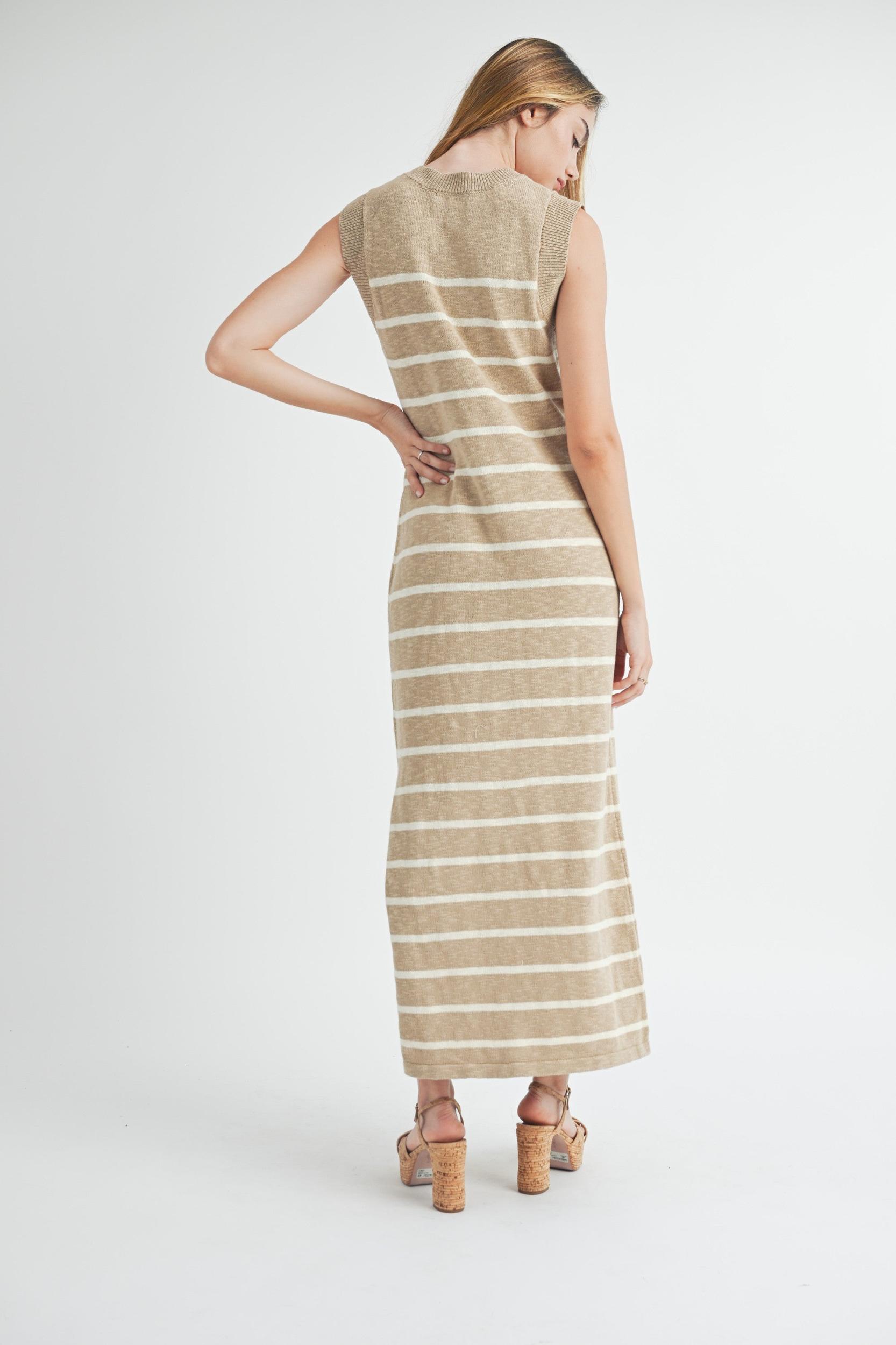 Sleeveless Stripe Sweater Maxi Dress Product Image