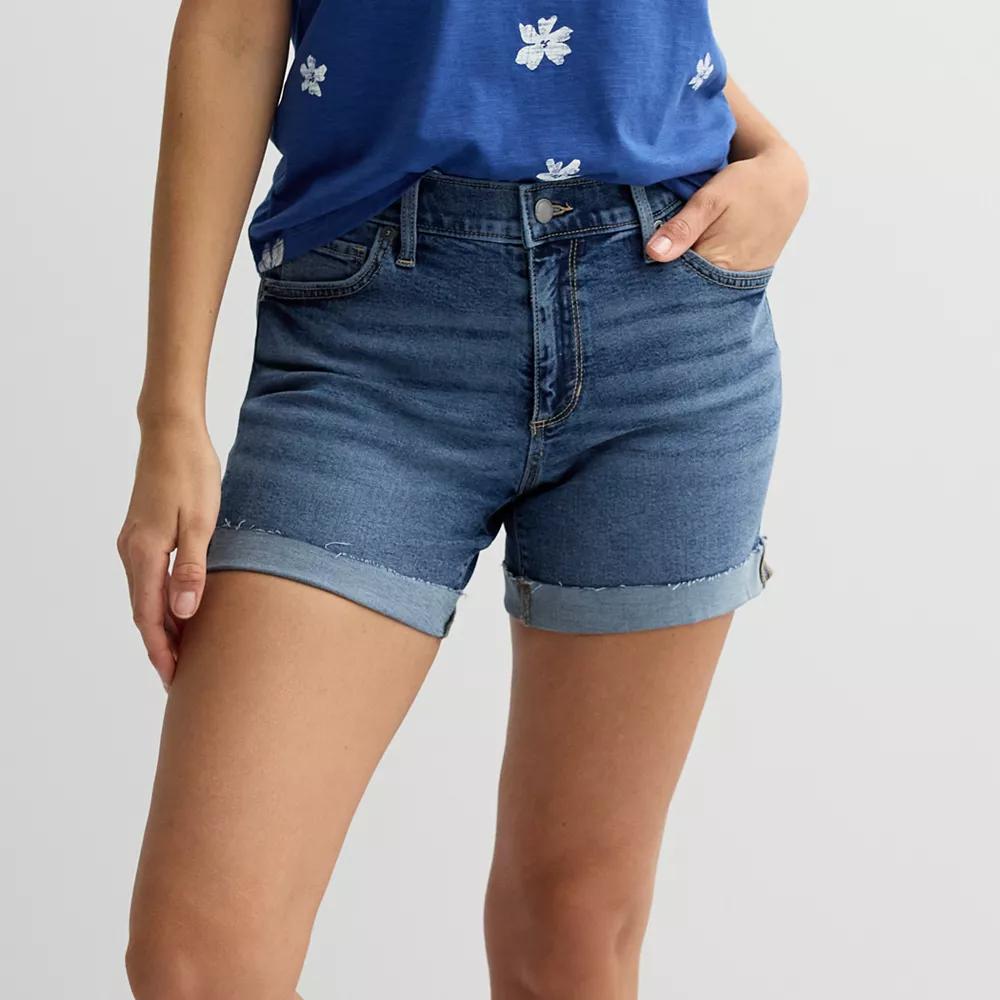 Petite Sonoma Goods For Life® Mid Rise Roll Cuff Shorts, Women's,  Product Image