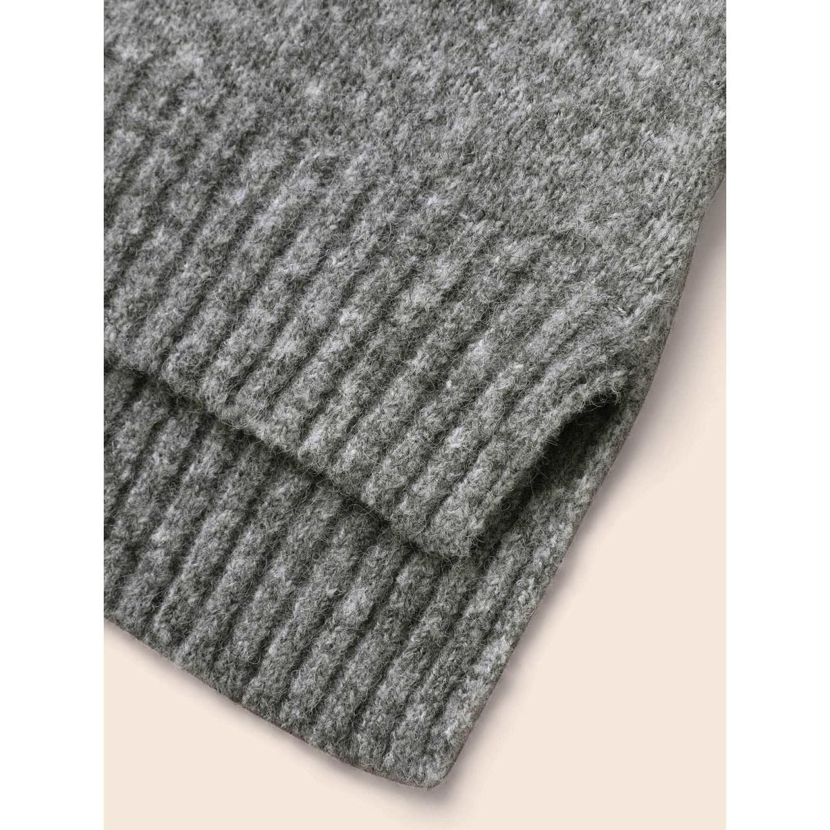 Plus Size Airy Cozy V Neck Drop Shoulder Pullover DimGray Women Casual Long Sleeve V-neck Everyday Pullovers BloomChic 12/L Product Image