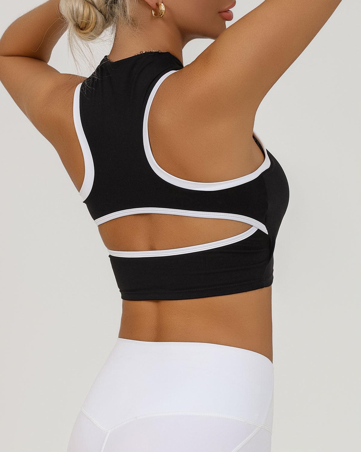 Black Round Neck Zipper Yoga Tank Top - Light Support Product Image
