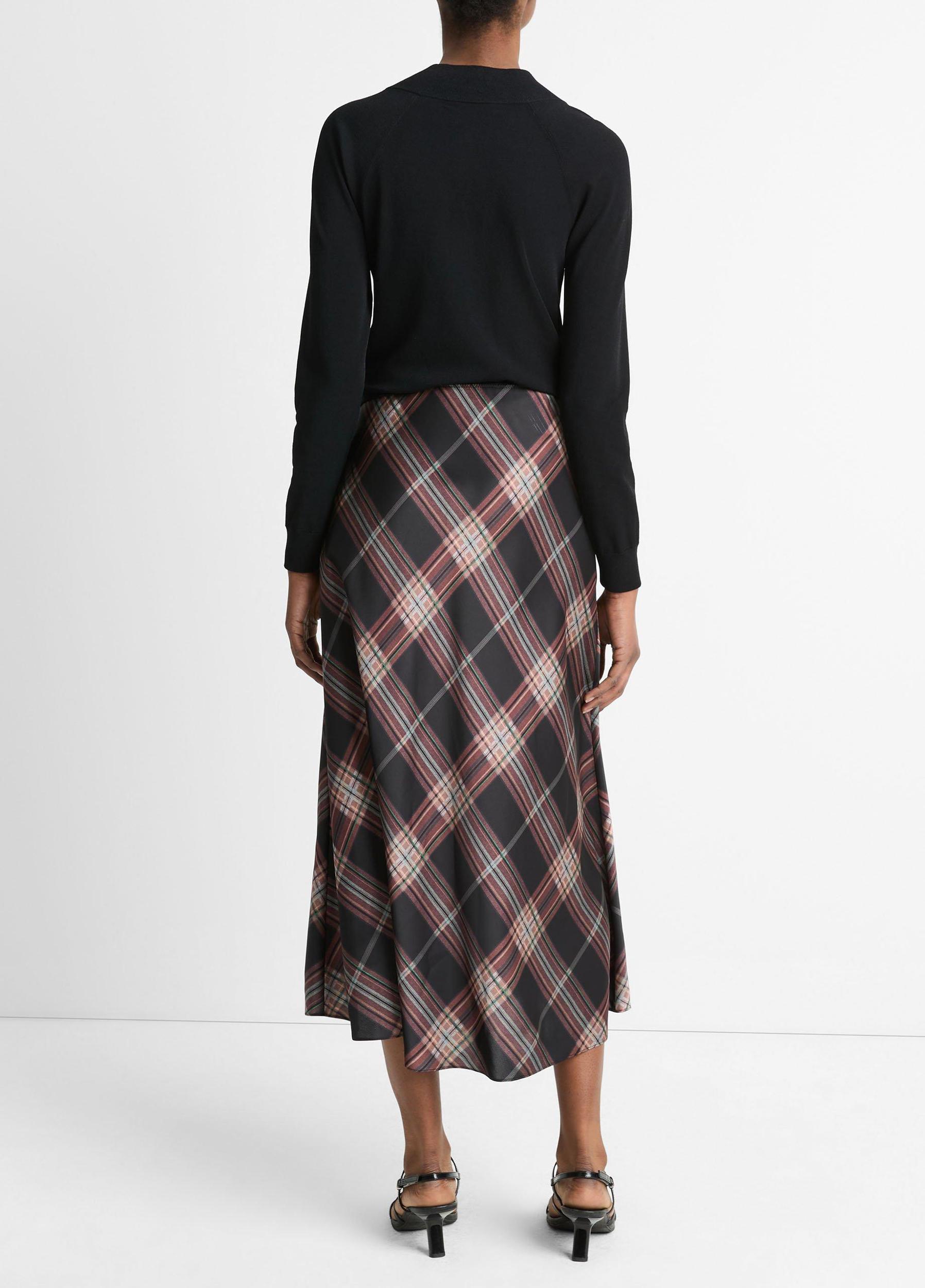 Plaid Satin Slip Skirt Product Image