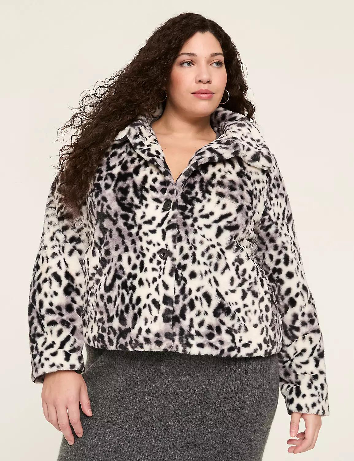 Animal Print Faux-Fur Short Jacket Product Image