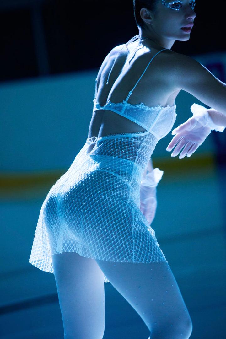 Ellery Glitter Slip Dress — White Product Image