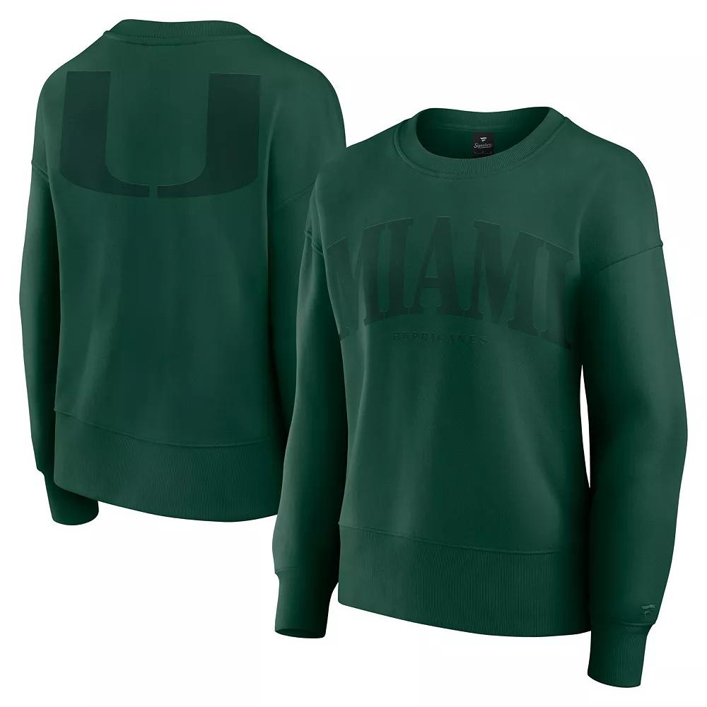 Women's Fanatics Green Miami Hurricanes Supersoft Flow Fleece Pullover Sweatshirt, Size: 2XL Product Image