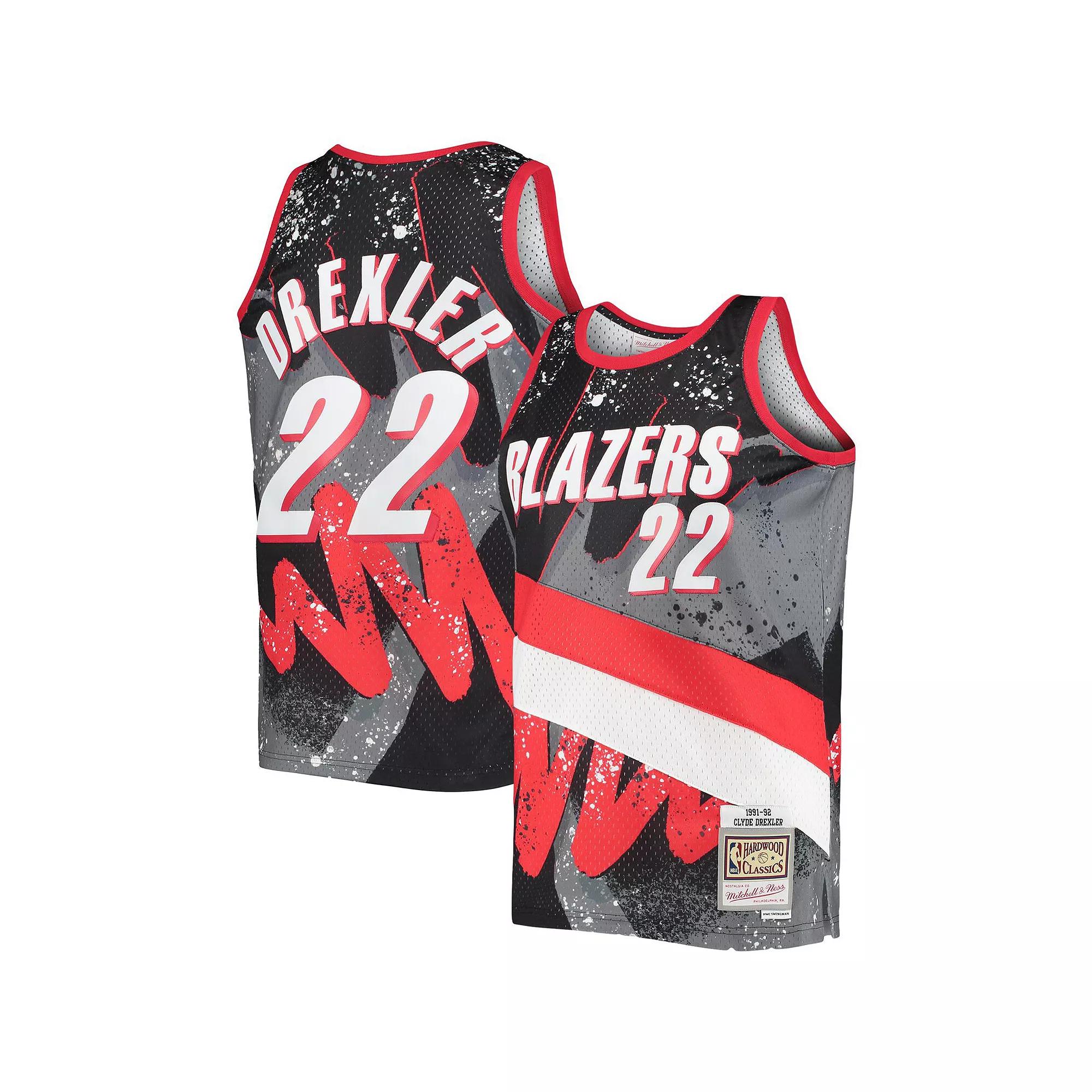 Mens Mitchell & Ness Clyde Drexler Portland Trail Blazers Hardwood Classics 1991/92 Hyper Hoops Swingman Jersey Product Image