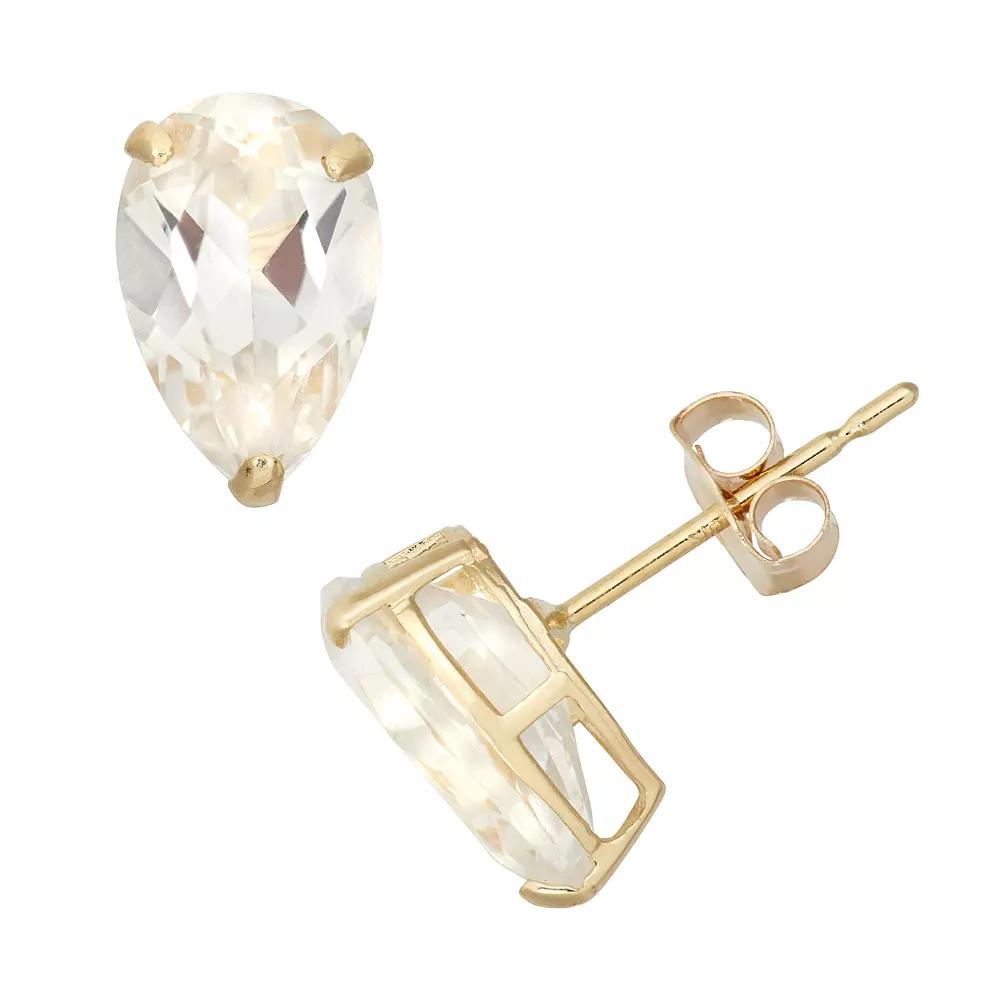 Designs by Gioelli Lab-Created White Sapphire 10k Gold Teardrop Stud Earrings, Women's Product Image