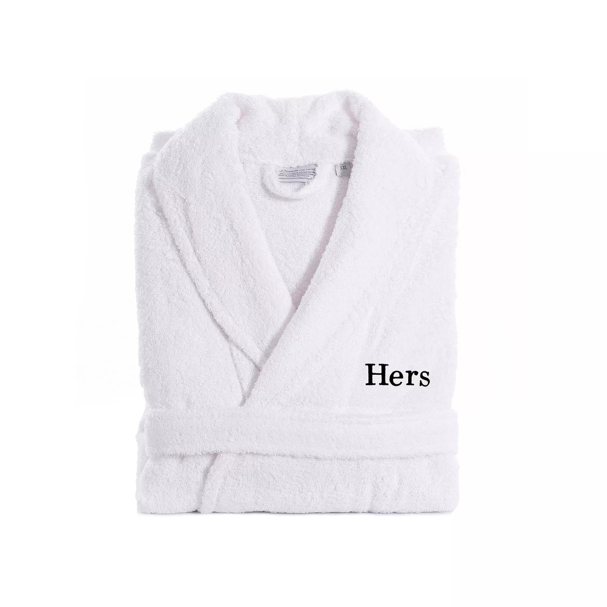 Women's Linum Home Textiles Turkish Cotton Embroidered ''Hers'' Terry Bathrobe,  Product Image