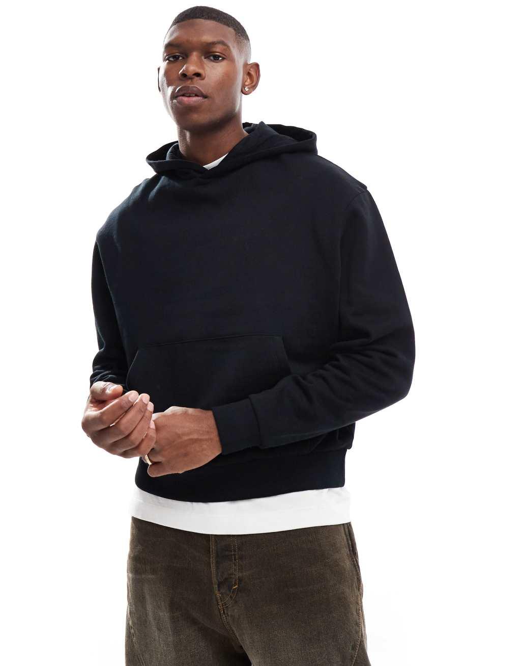 ASOS DESIGN oversized hoodie with back print in black Product Image