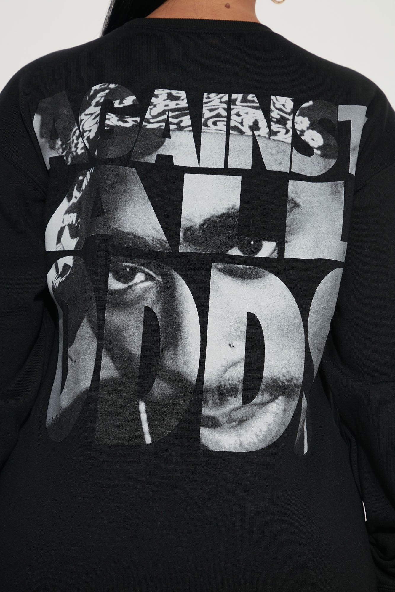 Tupac Washed Crew Neck Sweatshirt - Black Wash Product Image