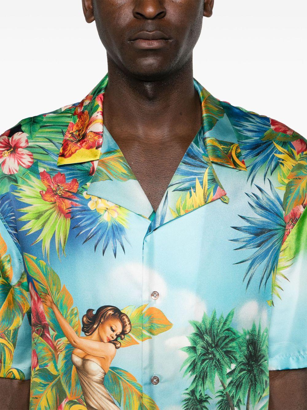 floral-print silk shirt Product Image