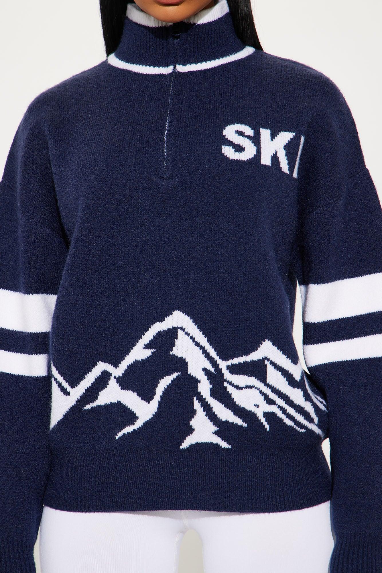 Ski Resort Quarter Zip Sweater - Navy Product Image