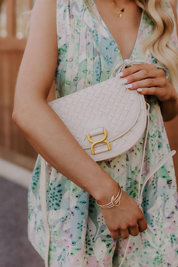 Alise Faux Leather Woven Crossbody in Cream Product Image