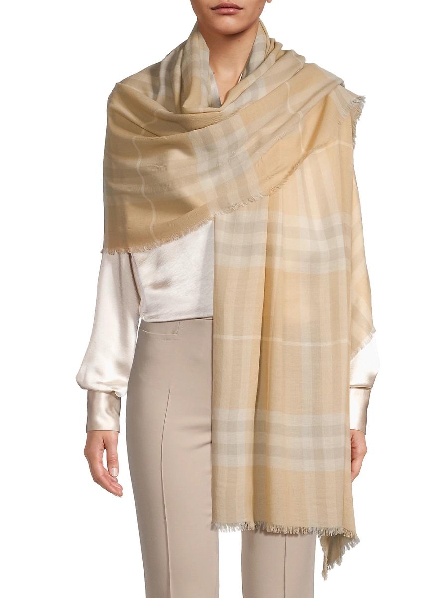 Womens Check Wool Scarf Product Image