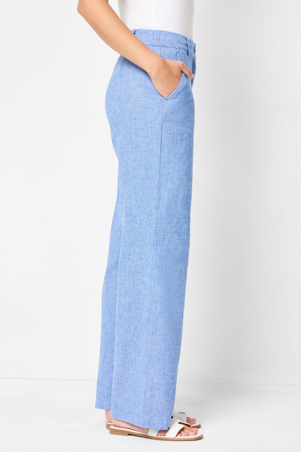 31" Linen Cotton Eliot Wide Leg- Blue Minx Product Image