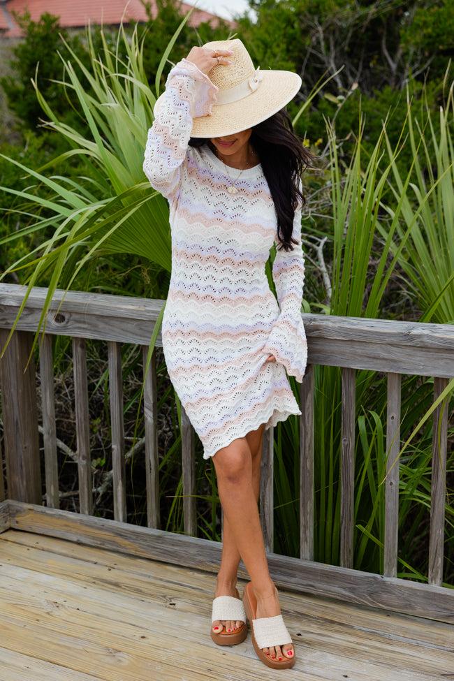 Endless Sunsets Crochet Knit Multi Color Dress FINAL SALE Product Image