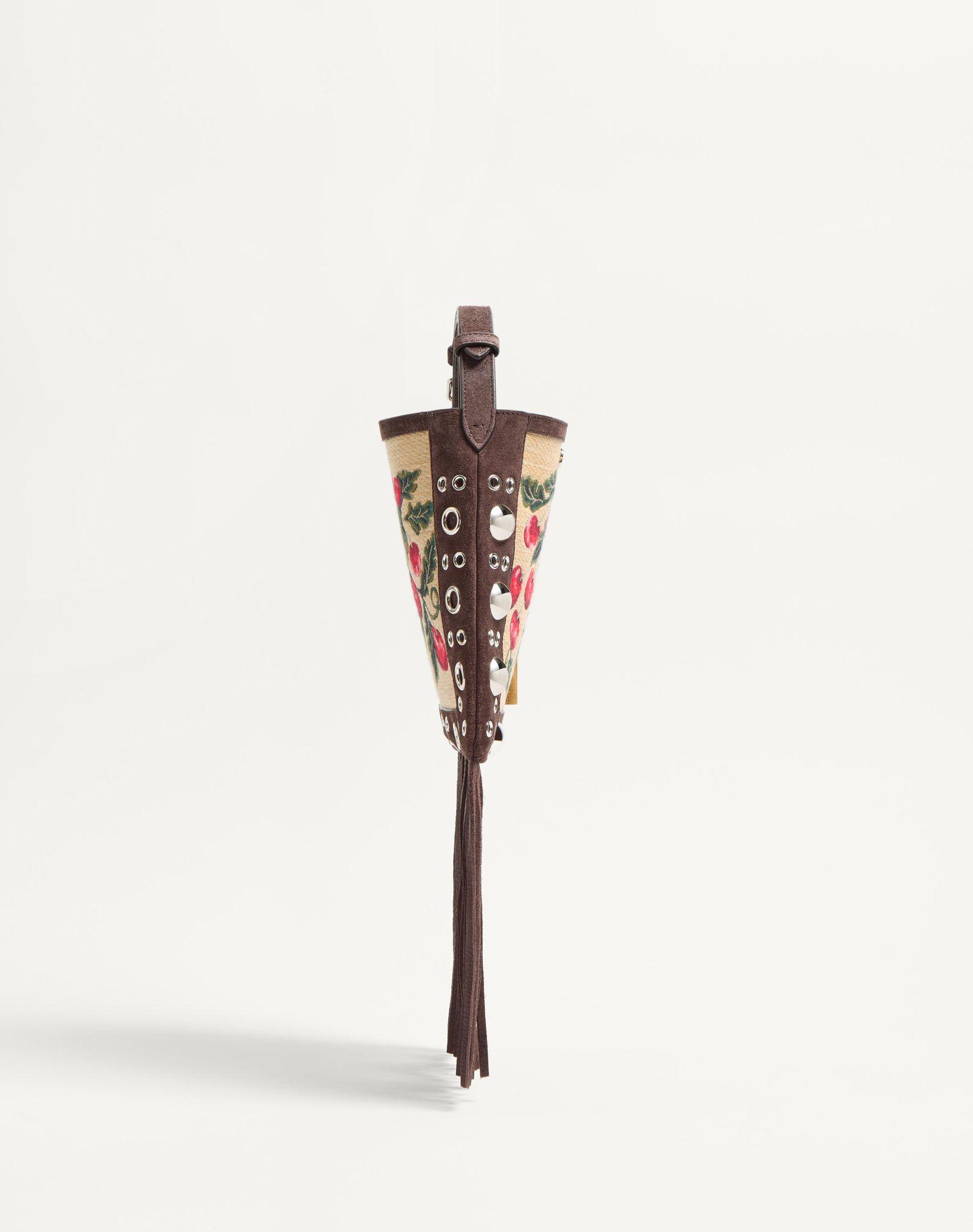 Valentino Garavani Nellcôte Small Shoulder Bag In Jacquard Raffia With Cherryfic Pattern Product Image