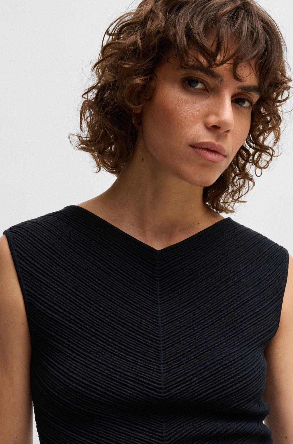 V-neck top with knitted structure Product Image