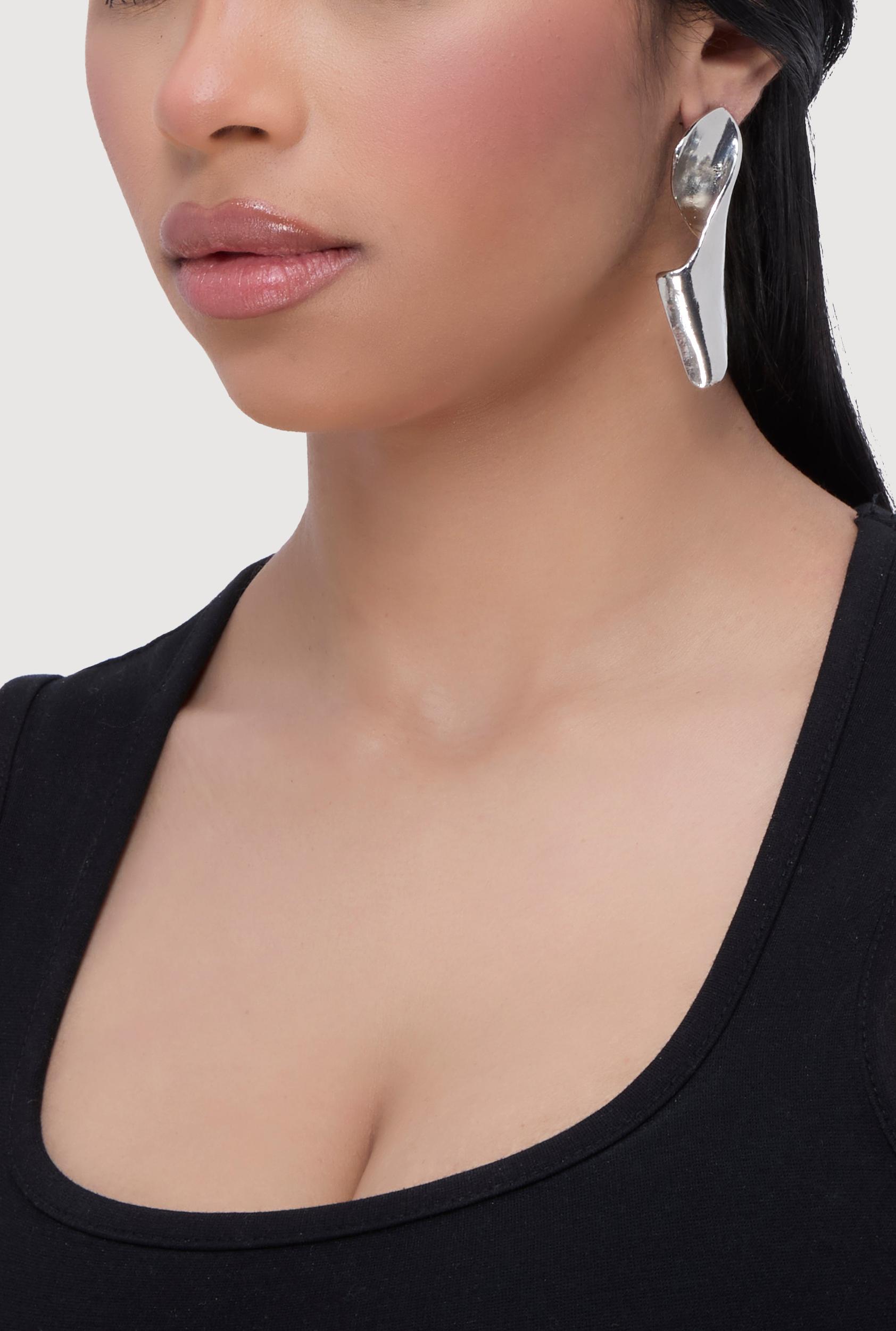 Rhinestone Encrusted Hoop Earrings Unisex Product Image