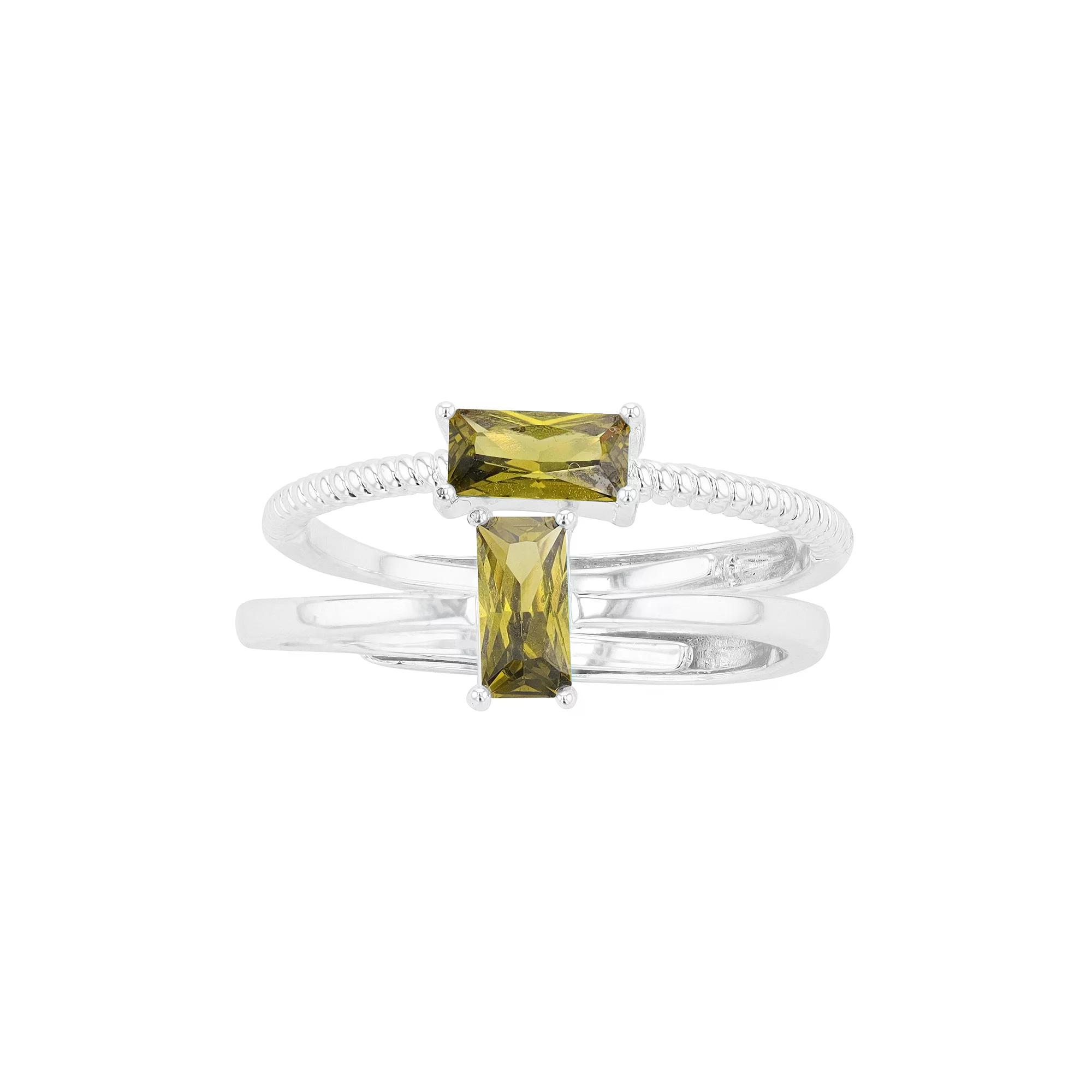 City Luxe Birthstone Simulated Gemstone Duo Ring Set, Women's, Silver Tone August Product Image