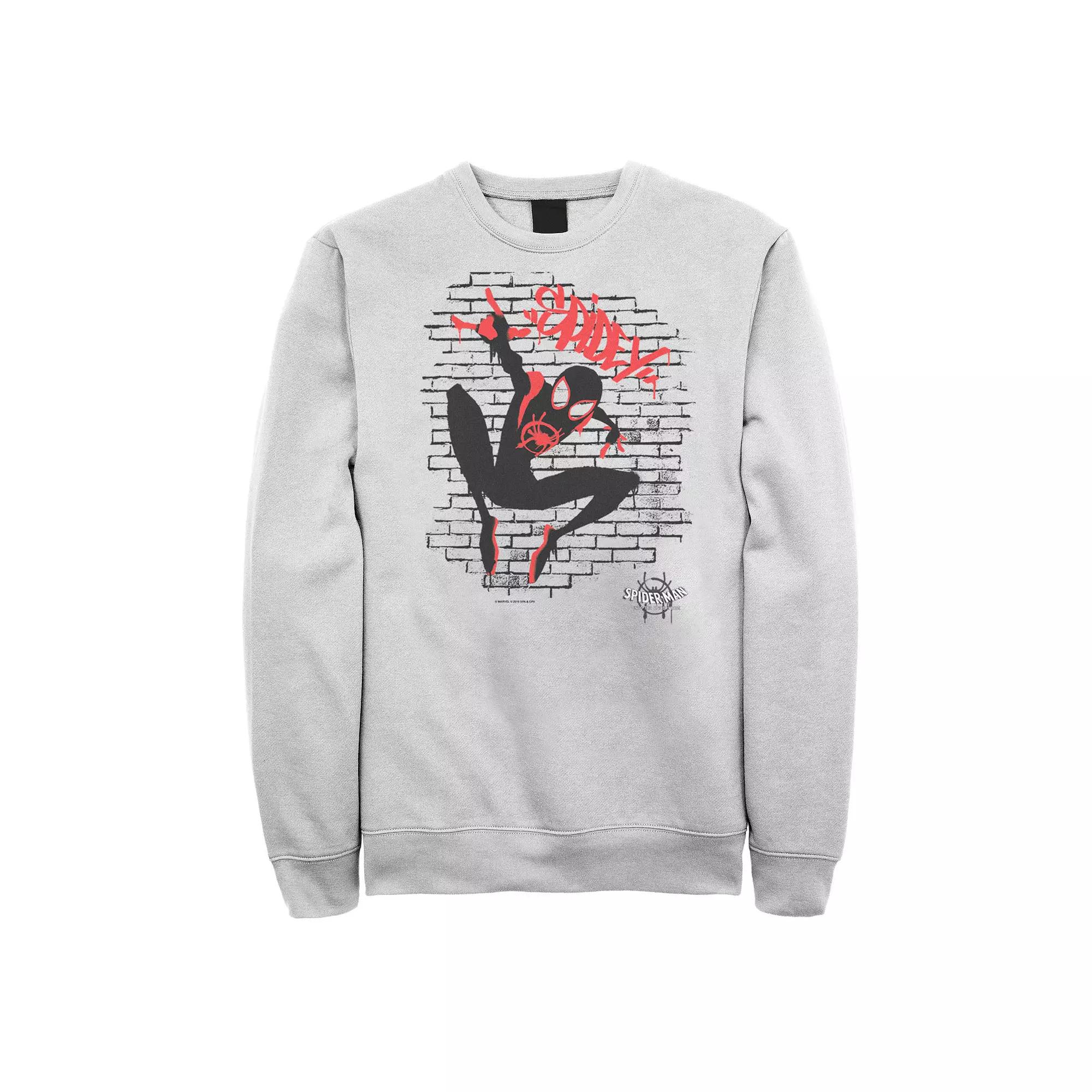 Men's Marvel Spiderverse Spider-Man Graffiti Graphic Fleece Pullover,  Product Image