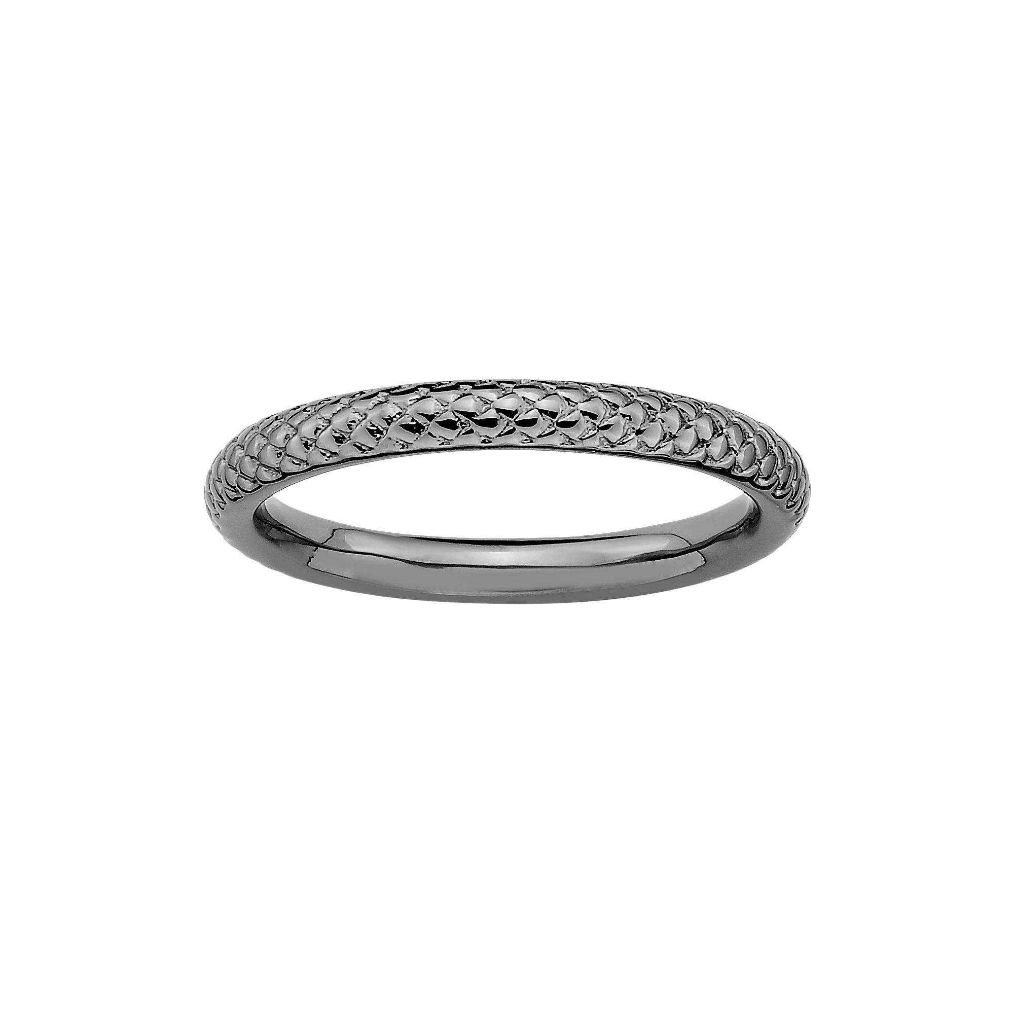 Stacks & Stones Ruthenium-Plated Sterling Silver Cable Stack Ring, Women's, Size: 8, Black Product Image