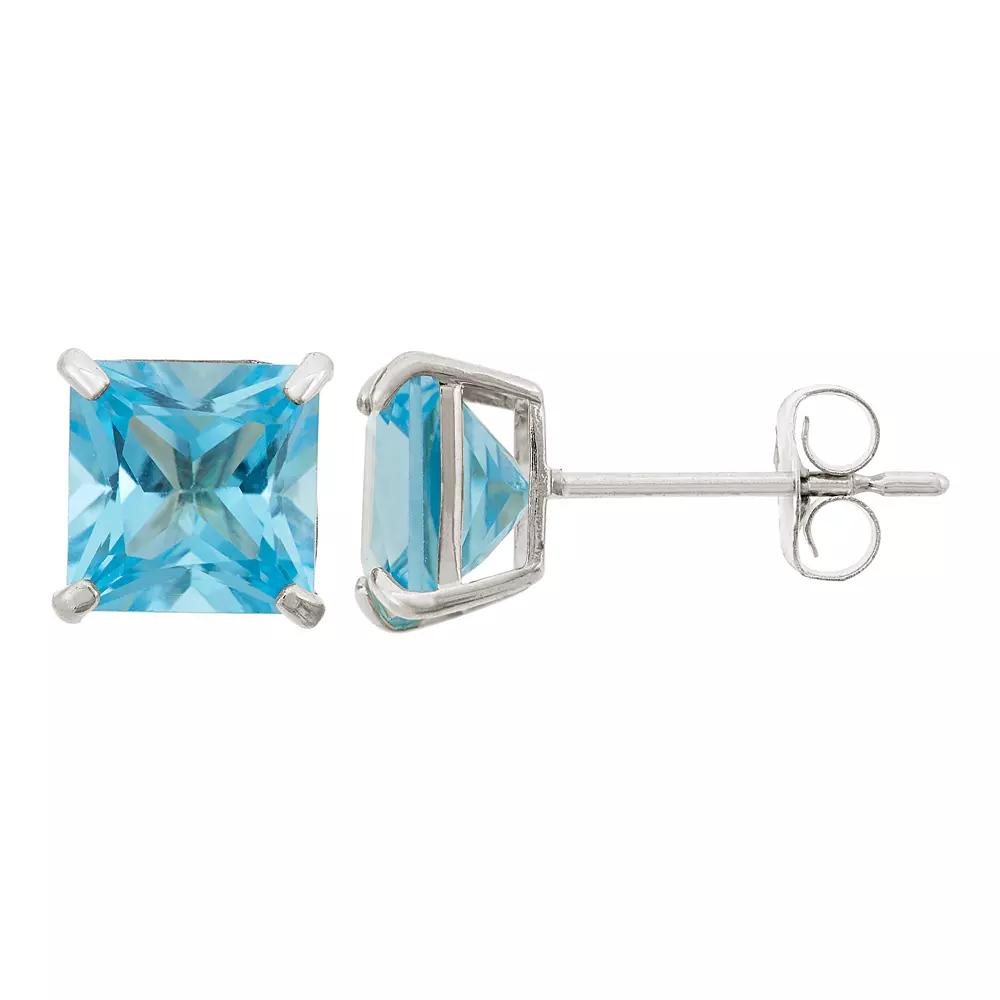 Designs by Gioelli Swiss Blue Topaz 10k White Gold Stud Earrings, Women's Product Image