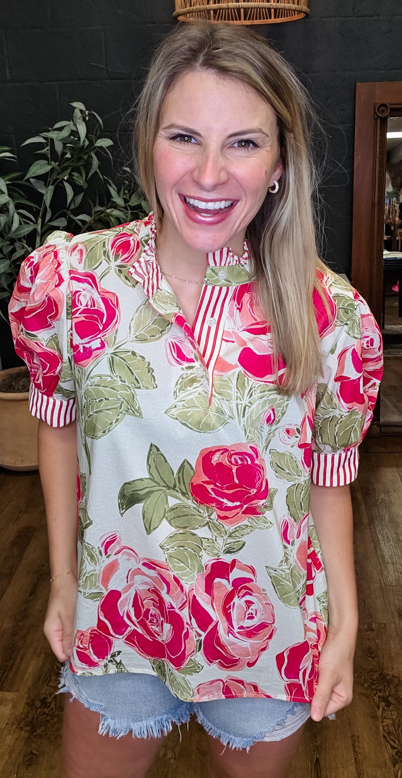 Picnic at the Park Floral Top (Small to Large) (Multiple Color Options) Product Image