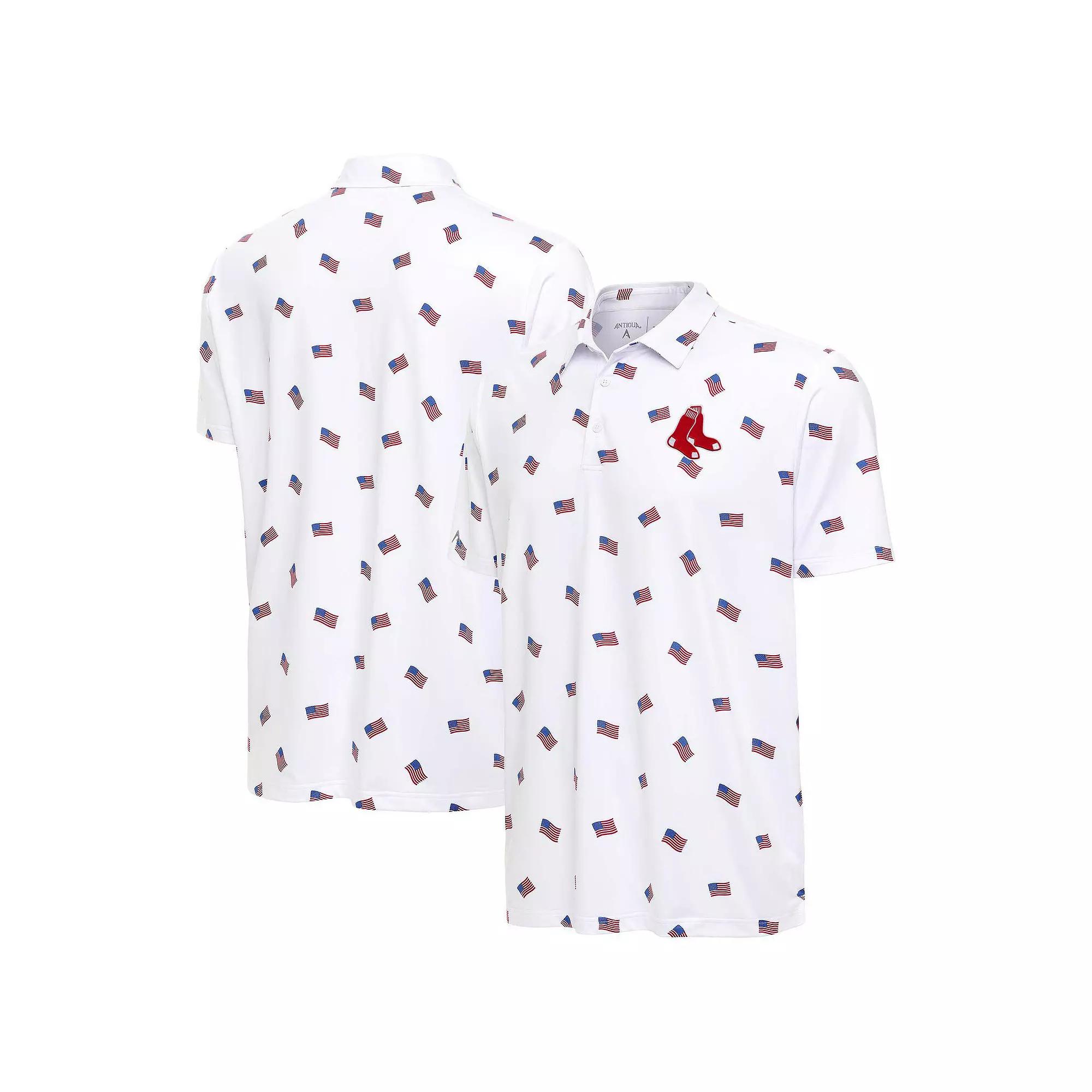 Men's Antigua White Boston Red Sox Americana Polo,  Product Image