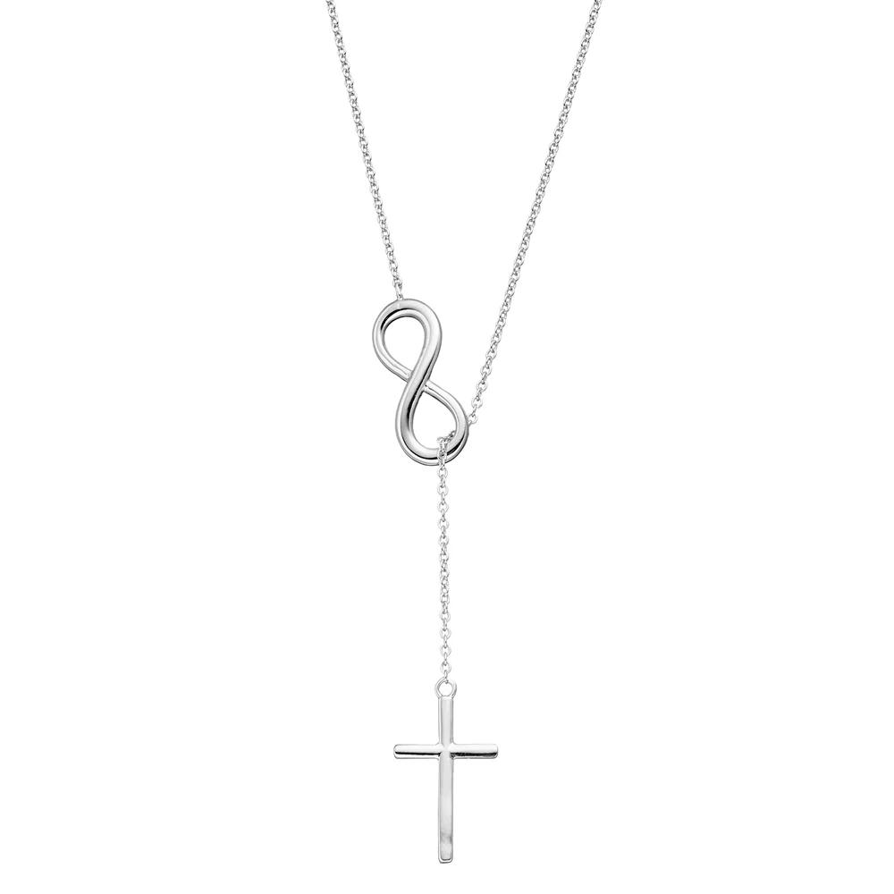 Sterling Silver Infinity & Cross Lariat Necklace, Women's, Size: 16-18" ADJ Product Image