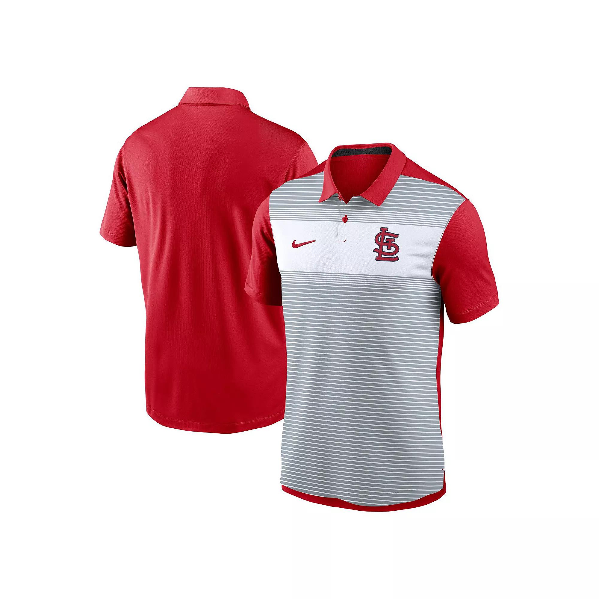 Men's Nike White/Red St. Louis Cardinals Vapor Striped Dri-FIT Polo,  Product Image