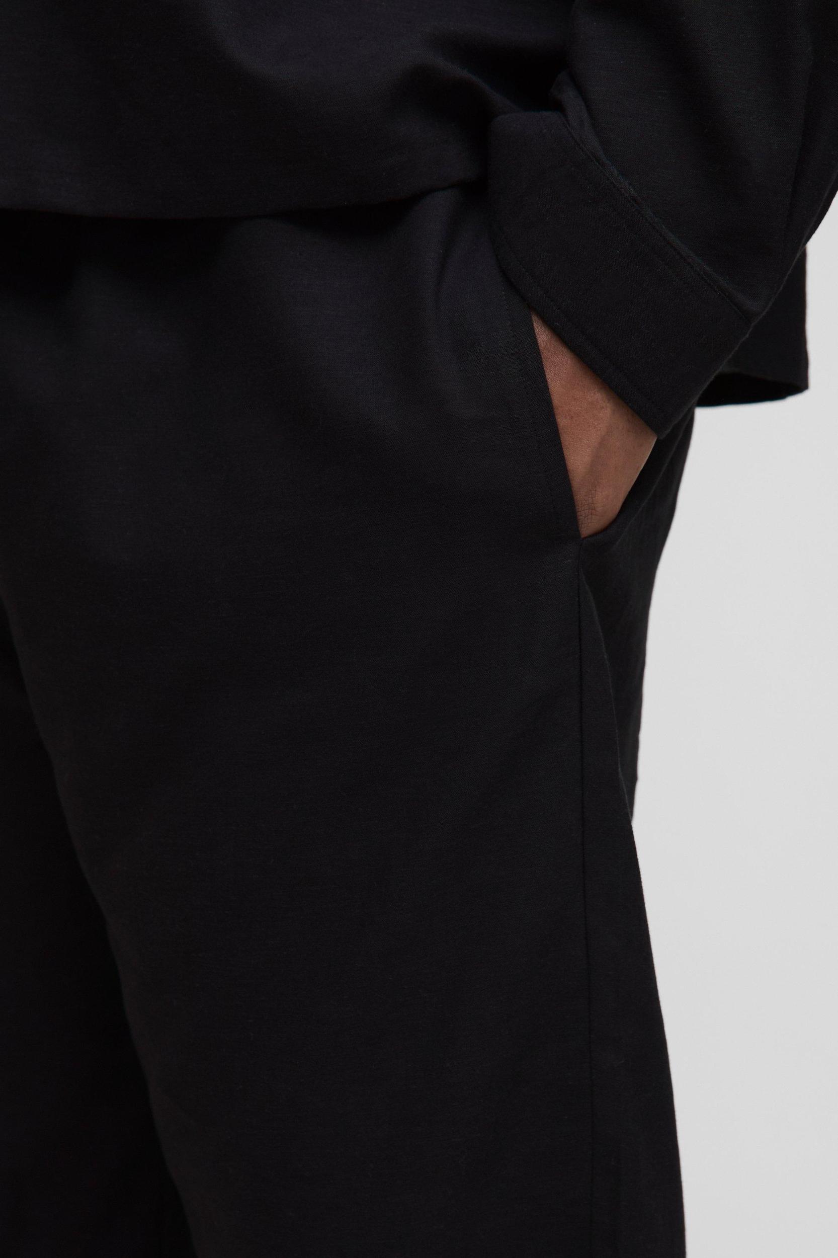 Plus Linen Look Elasticated Waist Straight Leg Pants | boohooMAN USA Product Image