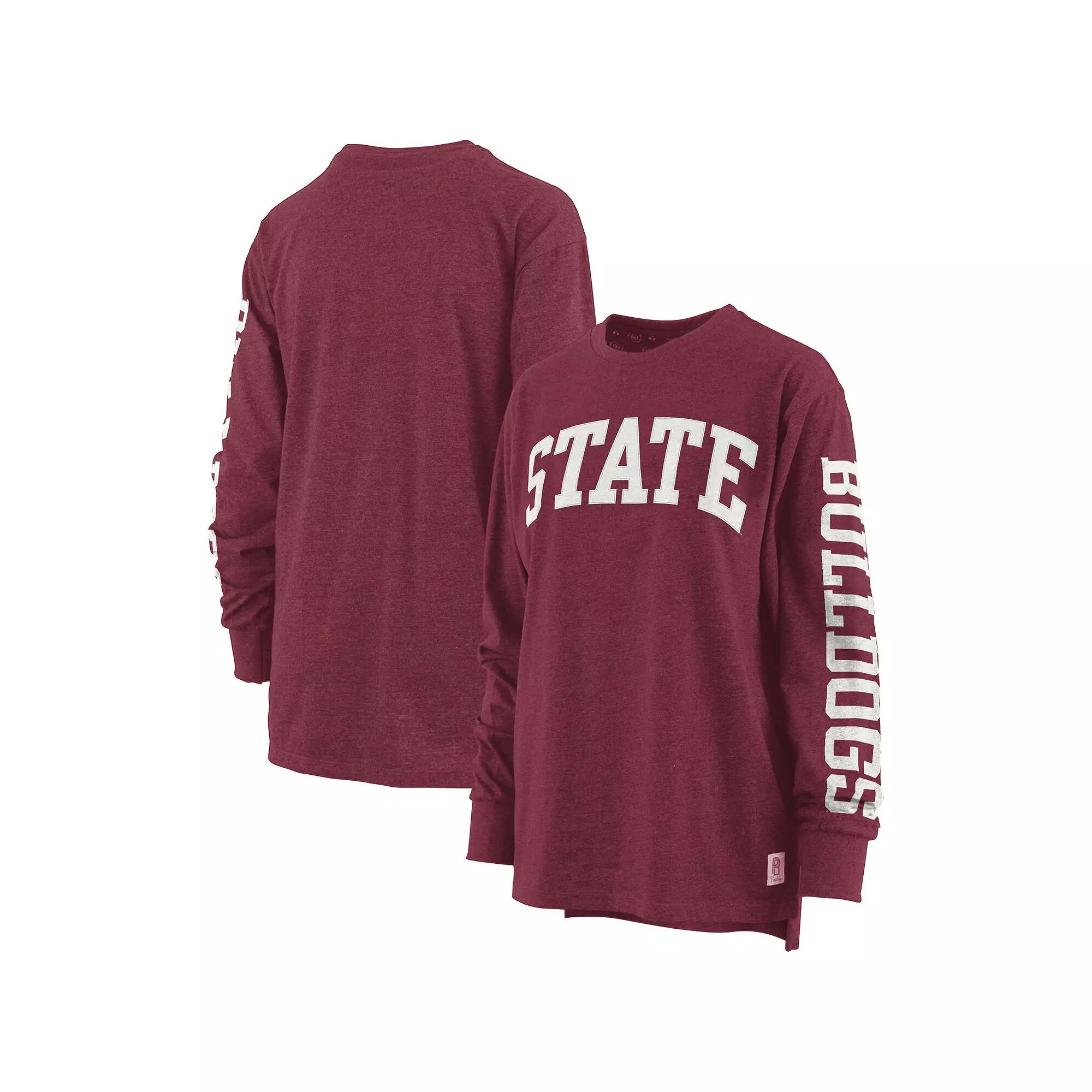 Women's Pressbox Maroon Mississippi State Bulldogs Two-Hit Canyon Long Sleeve T-Shirt,  Product Image