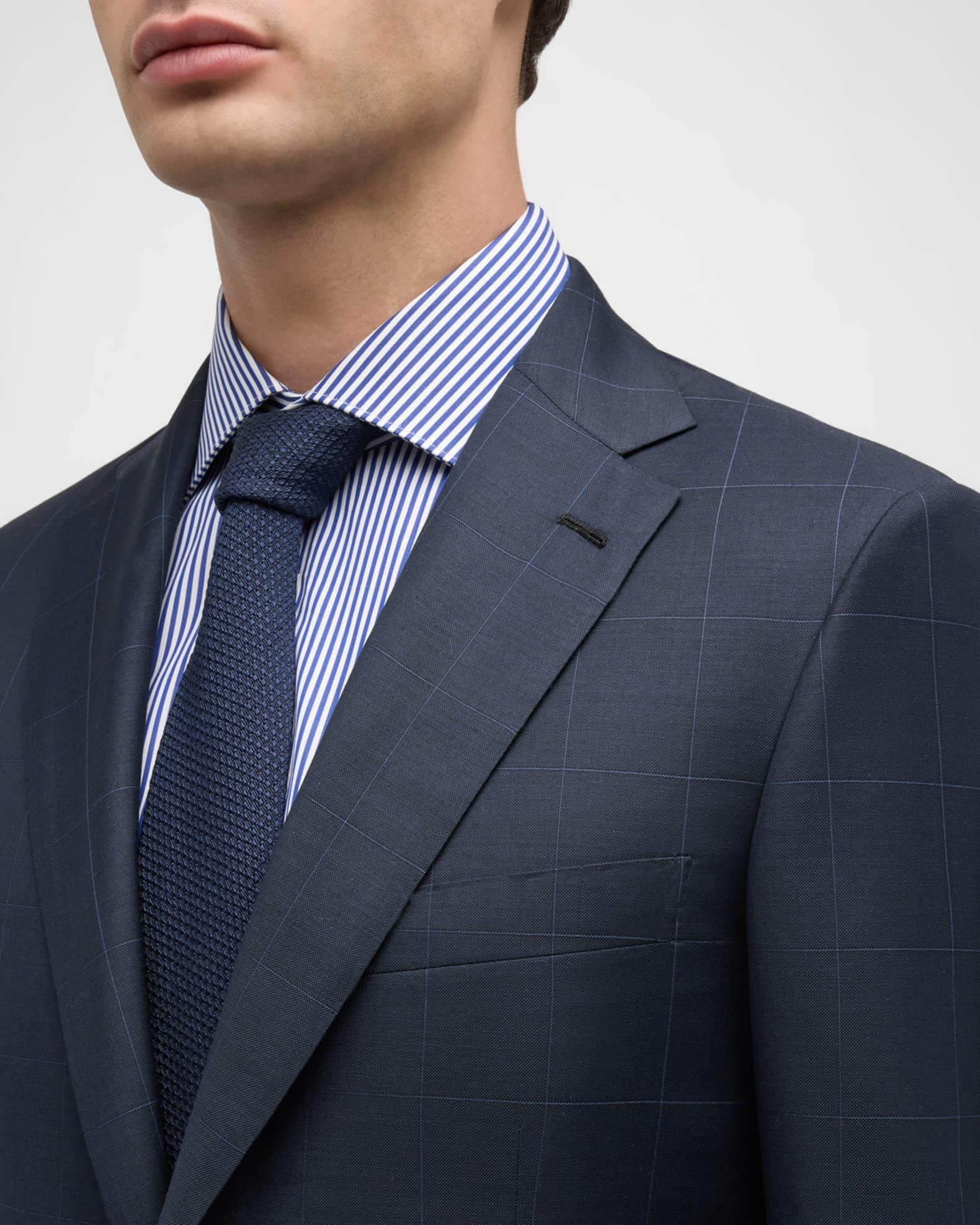 Men's Windowpane Wool-Silk Suit Product Image