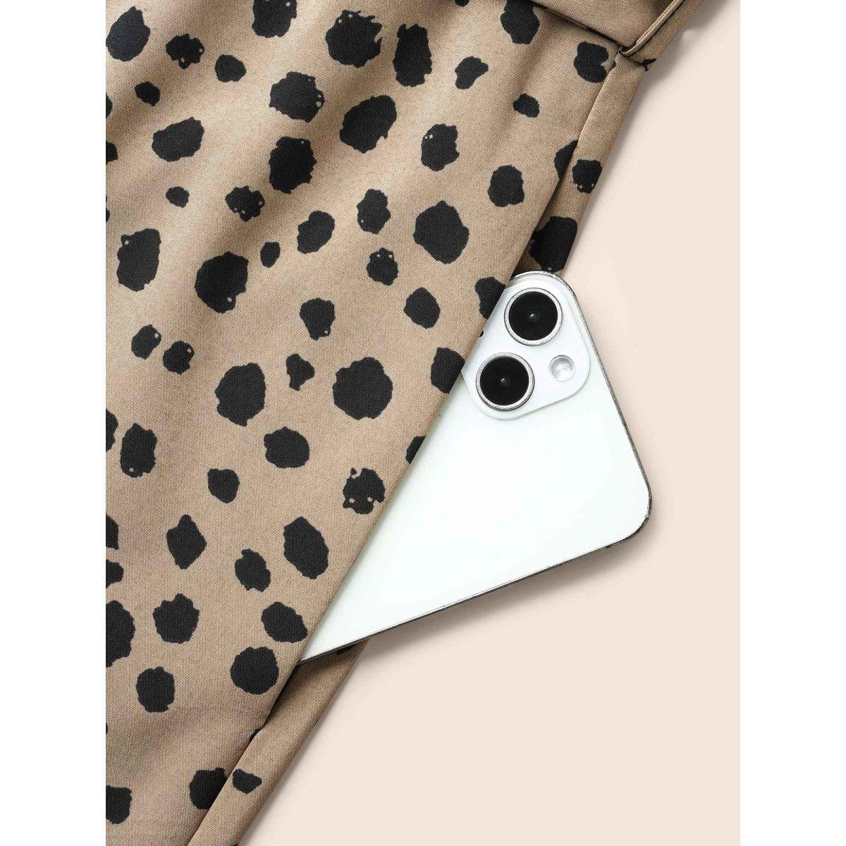 Plus Size LightBrown Spliced Belted Pockets Contrast Jumpsuit Women Elegant Sleeveless Overlap Collar Everyday-Elegant Loose Jumpsuits BloomChic 14-16/1X Product Image