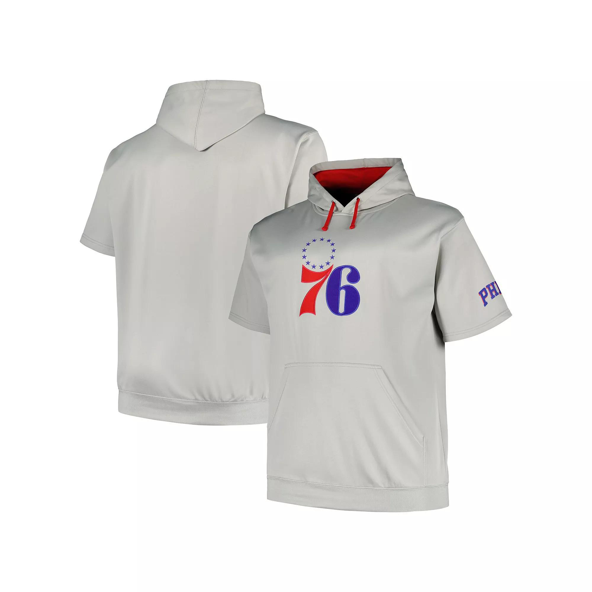 Men's Fanatics Branded Silver Philadelphia 76ers Big & Tall Logo Pullover Hoodie,  Product Image