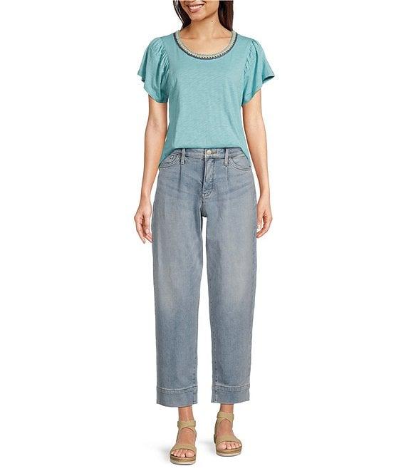 NYDJ Stretch Denim High Rise Wide Leg Ankle Jeans Product Image