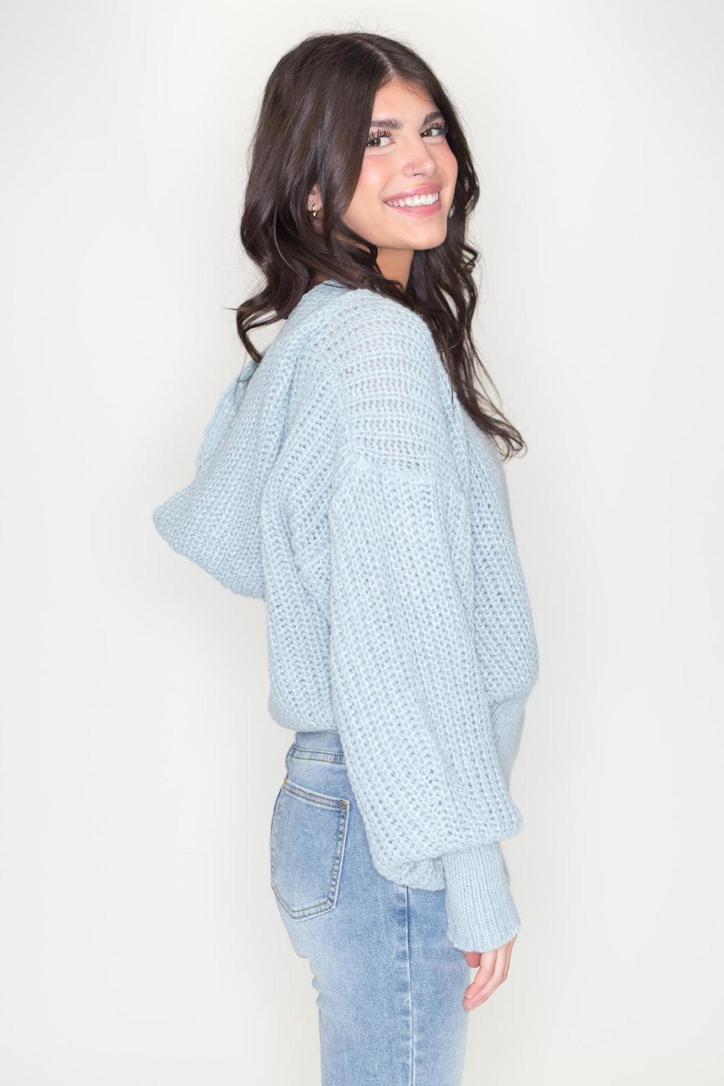 Knit Hoodie Sweater Product Image