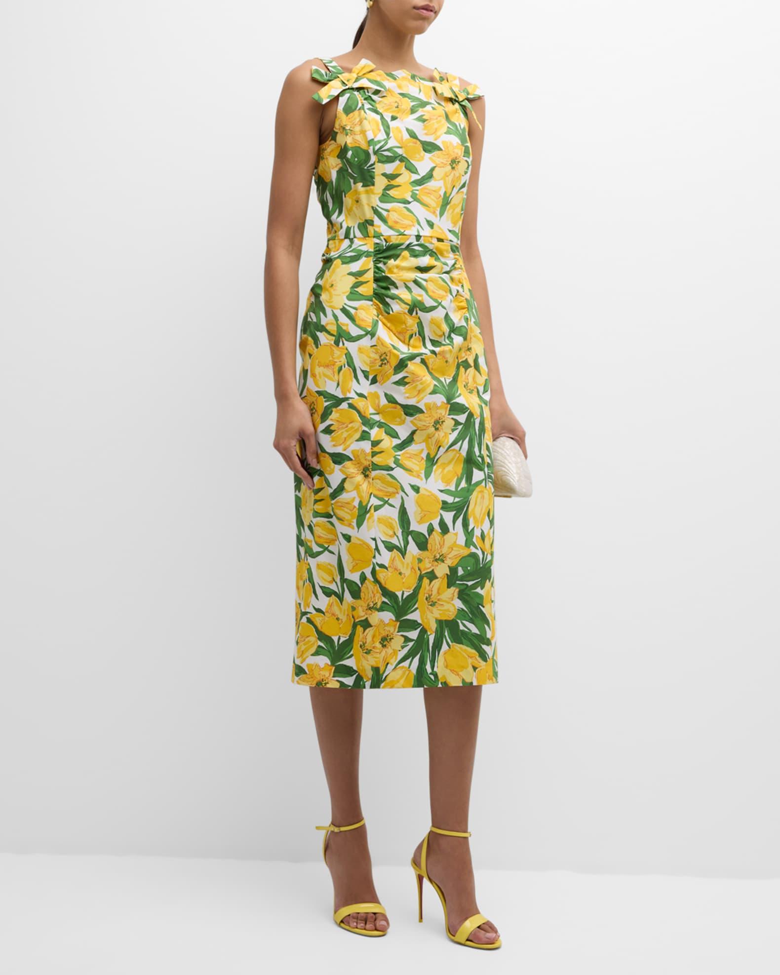 Floral Print Midi Dress with Bow Details Product Image