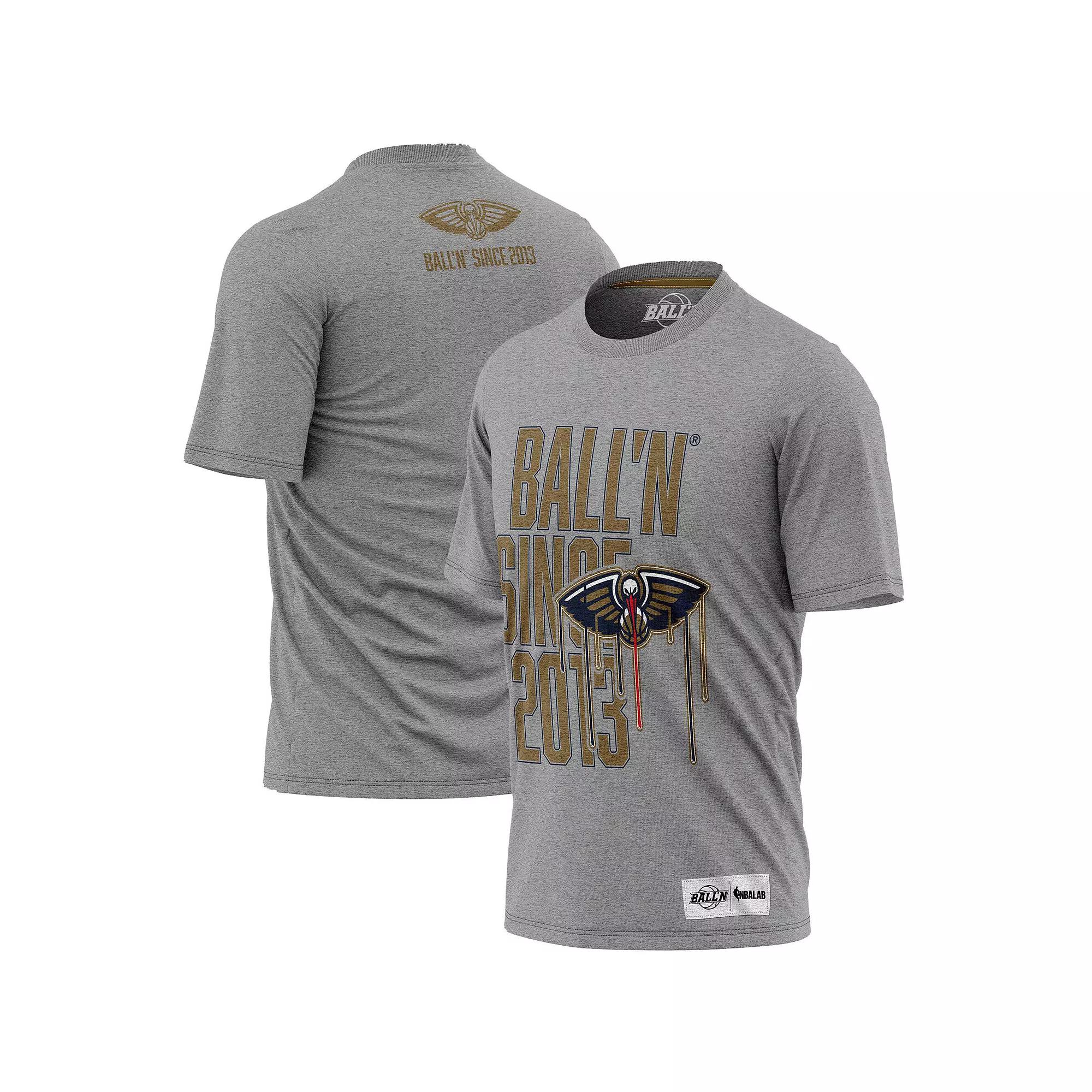 Men's BALL'N Heathered Gray New Orleans Pelicans Since 2013 T-Shirt, Size: Large, Grey Product Image