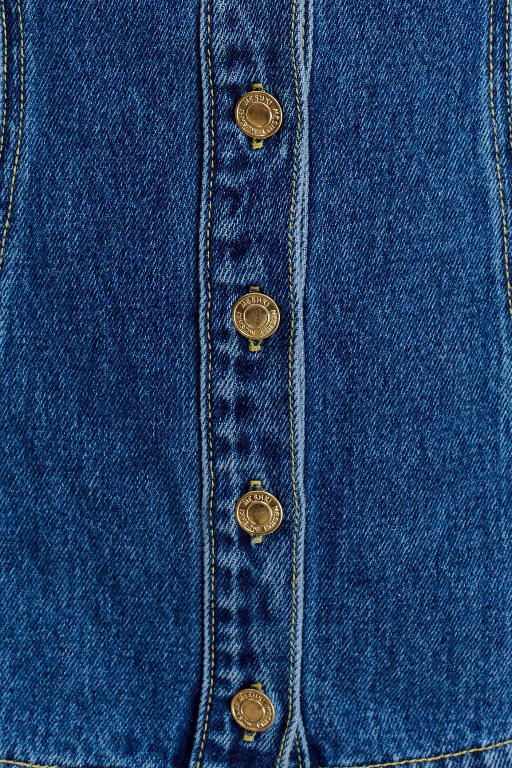 Ellie Denim Short Sleeve Top - Dark Blue Product Image