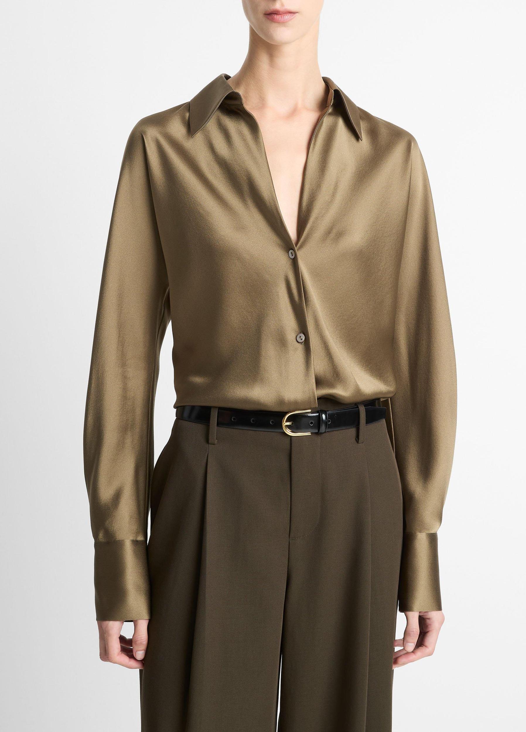 Silk Bias Long-Sleeve Blouse Product Image