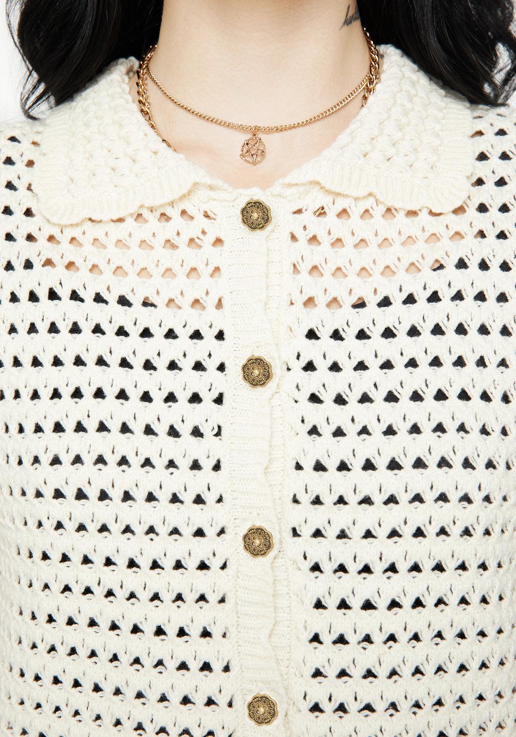 Drifter Pointelle Knit Button Up Top Product Image