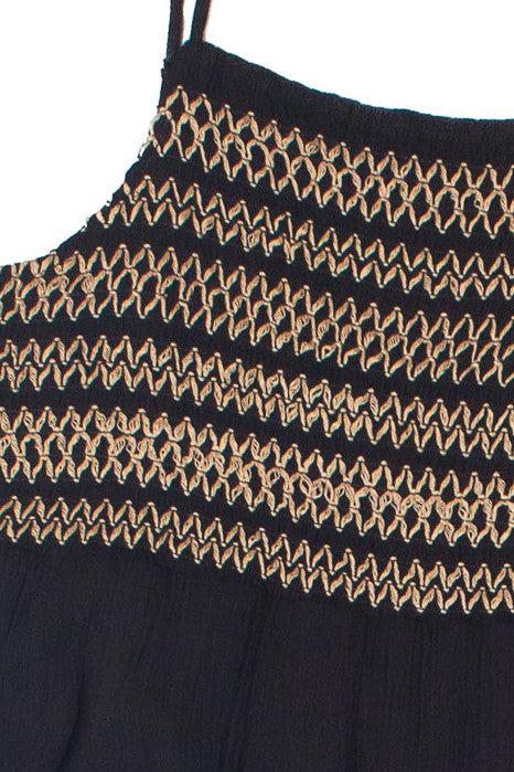 Embroidered Detail Gauze Tiered Maxi Dress Product Image