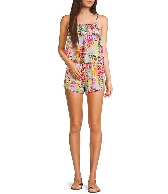 C&V Chelsea & Violet Drawstring Paisley Printed Pull On Coordinating Shorts Product Image