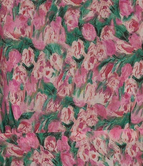 En Saison Lyra Floral Print Mock Neck Short Flutter Sleeve Midi Dress Product Image