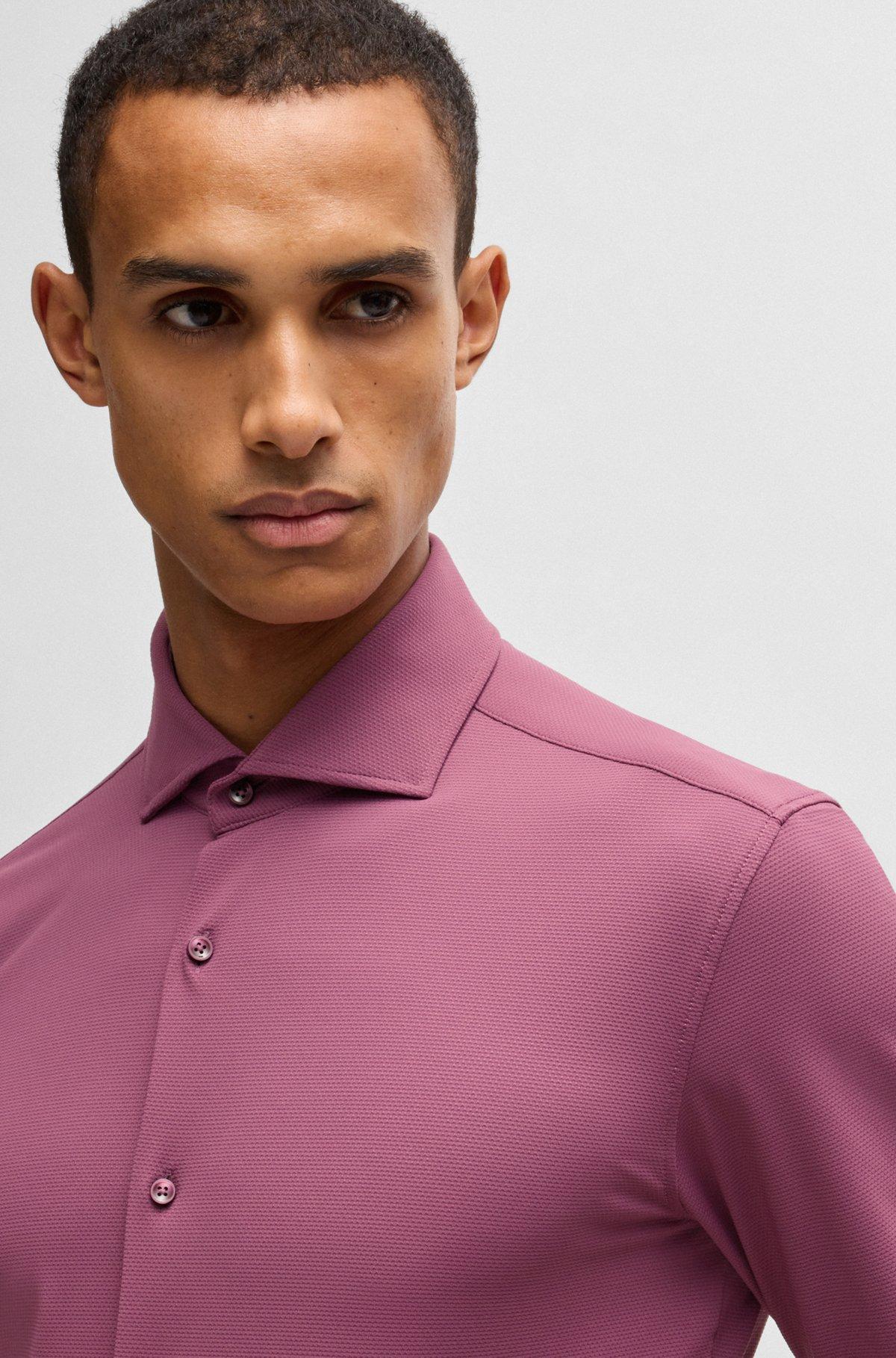 Slim-fit shirt in structured performance-stretch jersey Product Image